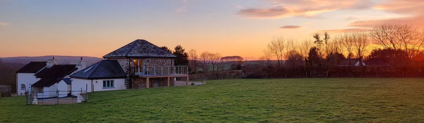 Sunset over the Nearly Home Trees from The Old Barn, Higher Kellacott