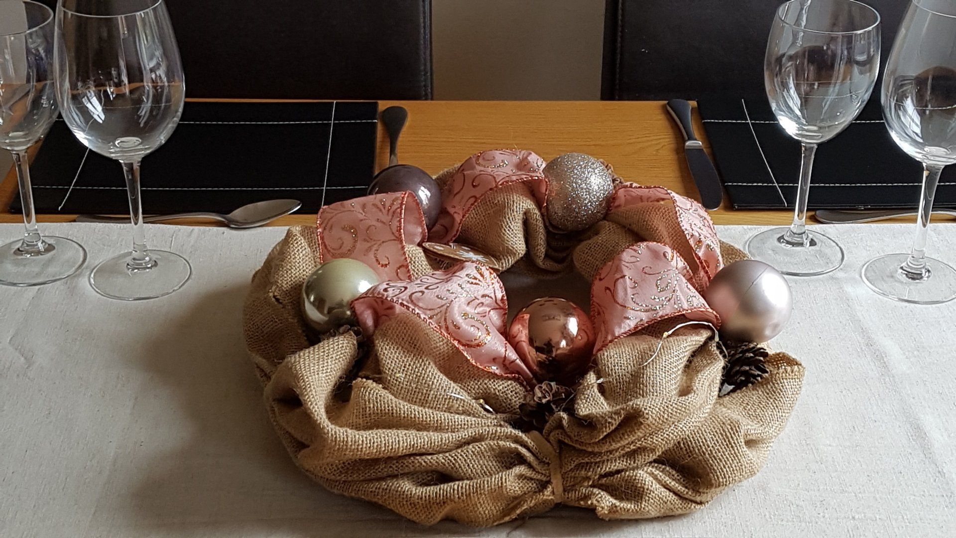 Copper Christmas wreath with lights on - by Interior Boost Copper Christmas wreath with led lights - by Interior Boost