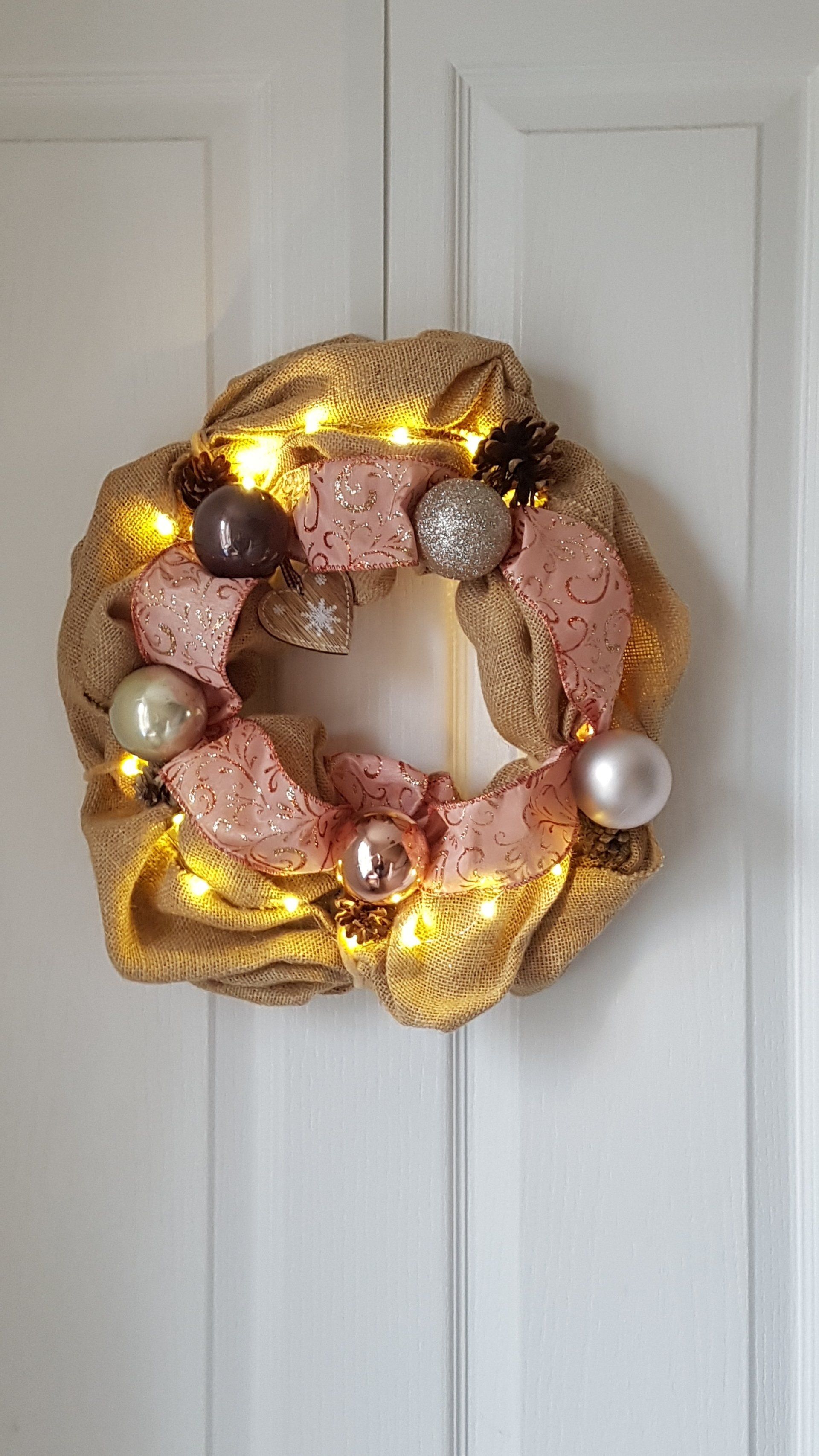 Copper  Christmas wreath without lights on - by Interior Boost Copper Christmas wreath - by Interior Boost