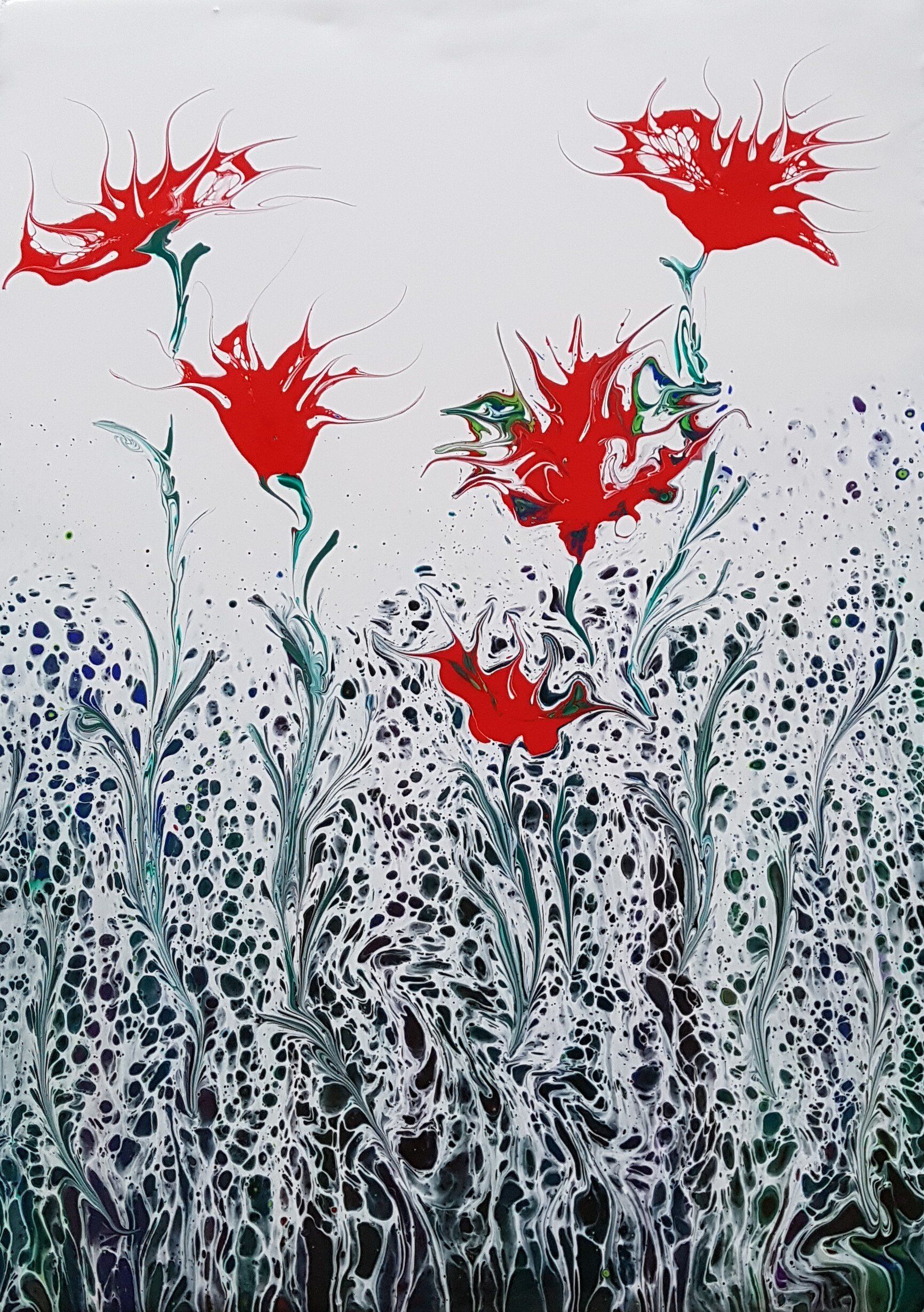 Paint pouring course swipe technique