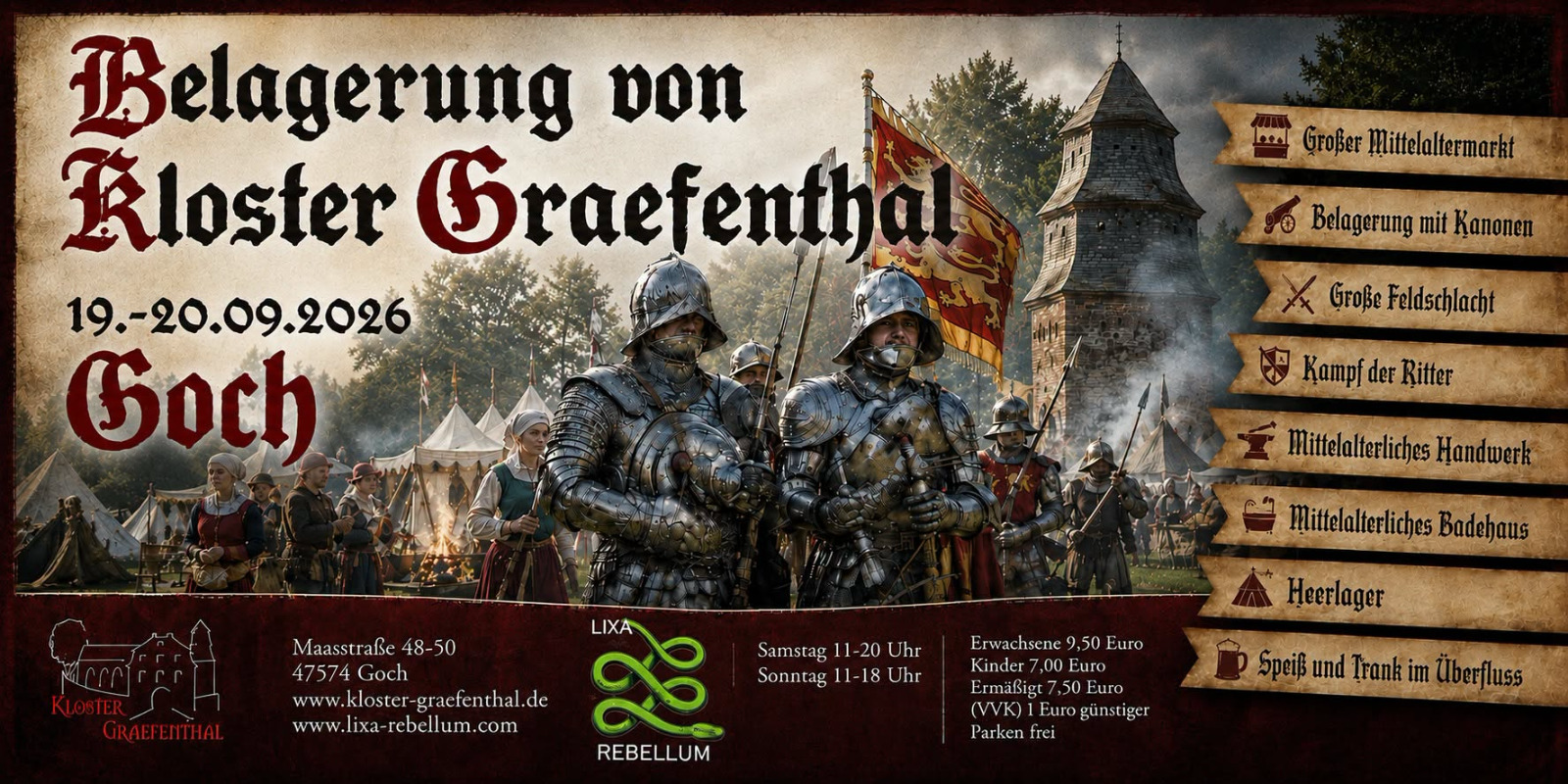 Belagerung von Kloster Graefenthal – Mittelaltermarkt in Goch am 19. und 20. September 2026