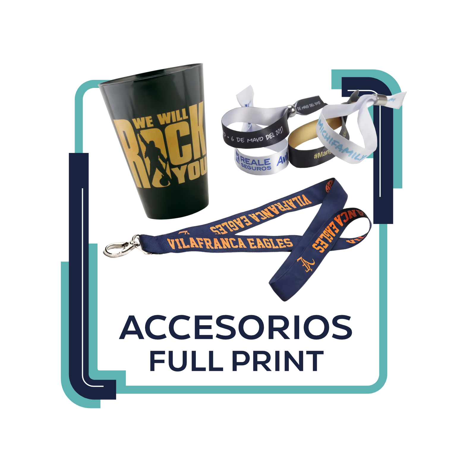 Accesorios y merchandising para eventos full print