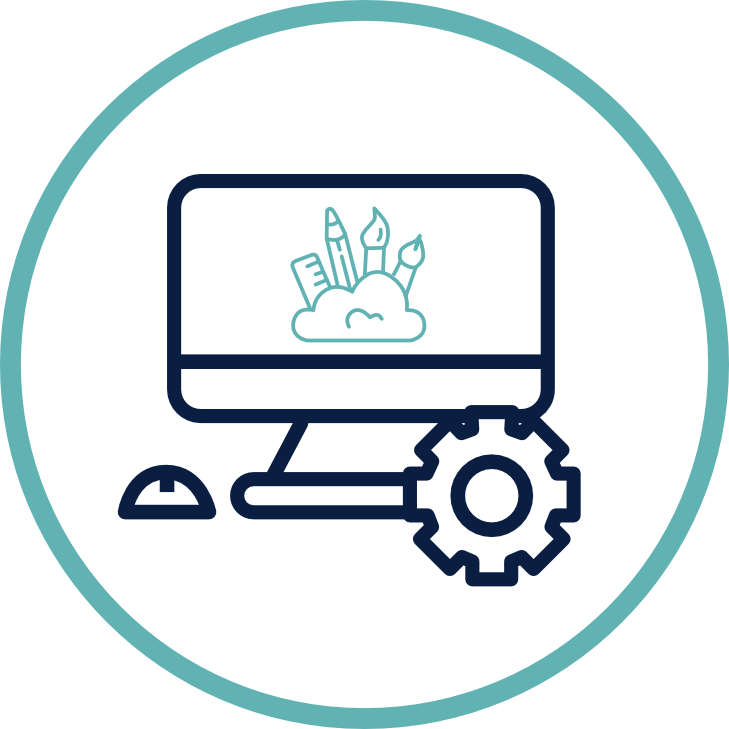 Icono de ordenador y herramientas