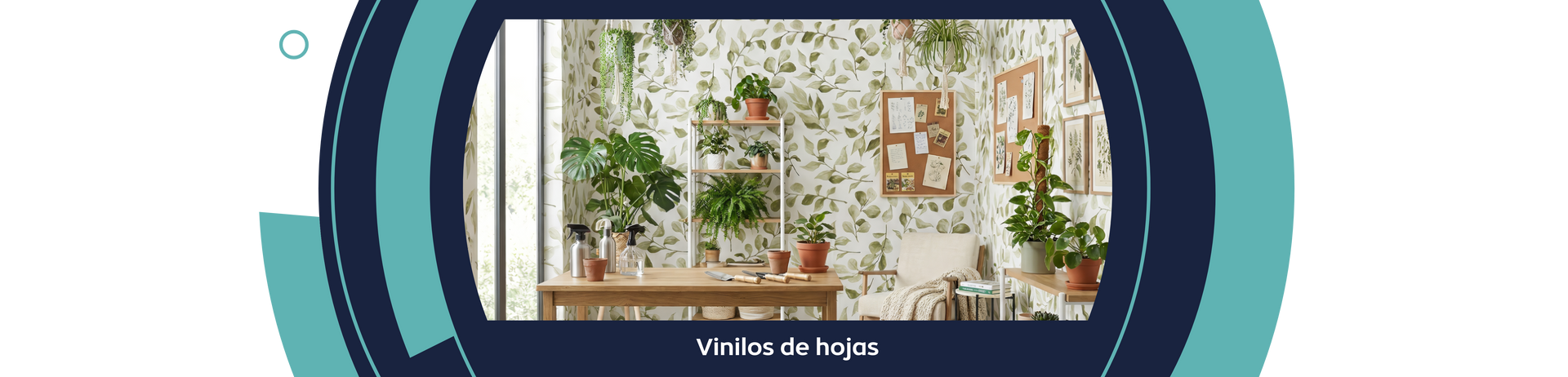 Vinilos como papel de pared con temática de hojas y naturaleza
