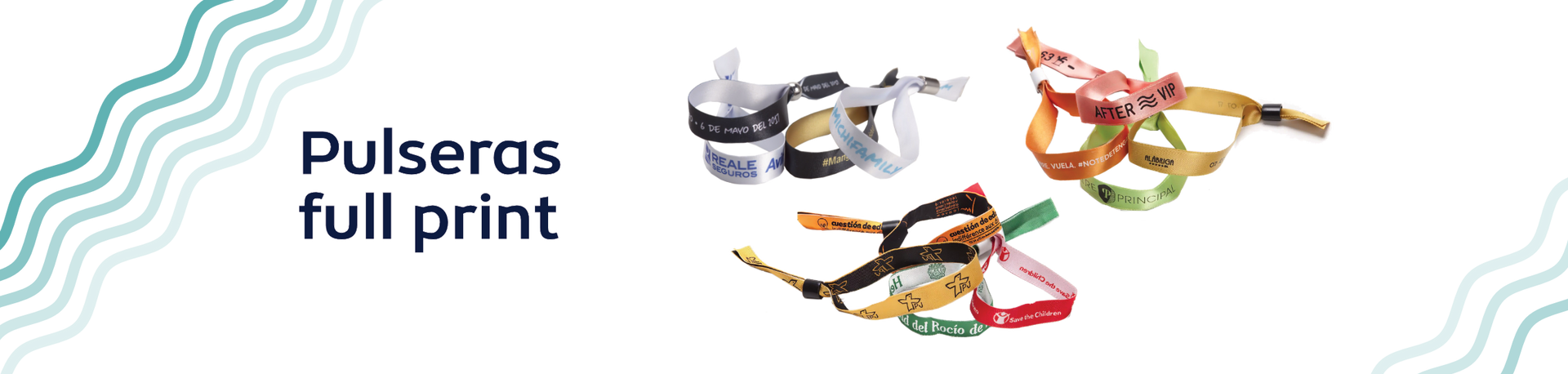 Imagen decorativa con pulseras de diferentes tipos personalizadas cn texto