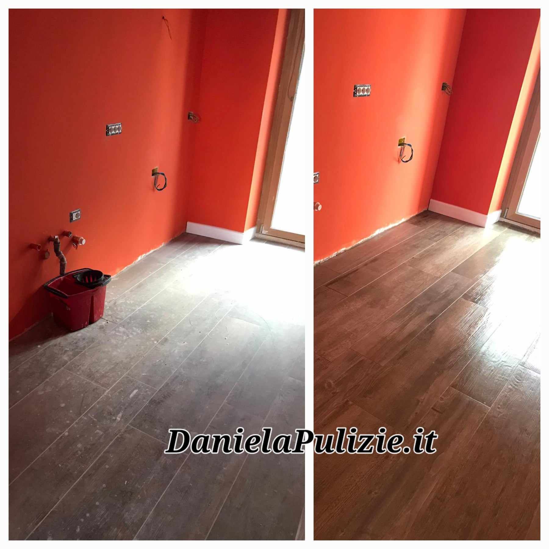 pulizie gres effetto legno dopo la posa, foto prima e dopo