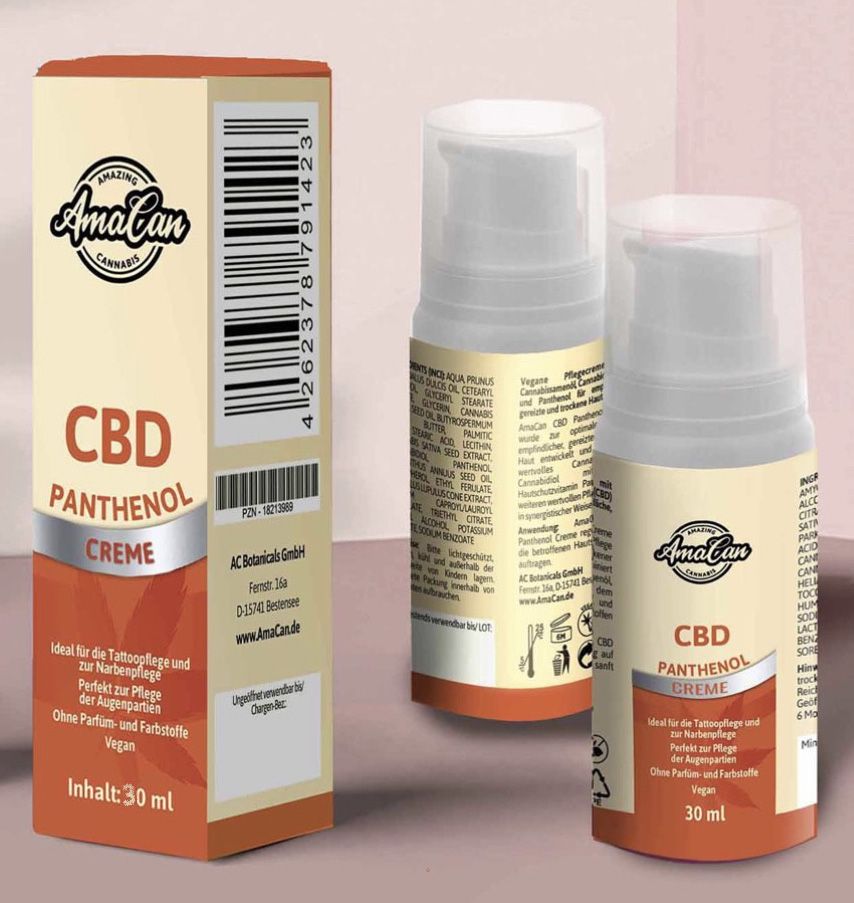 AmaCan CBD Panthenol Creme Tattoopflege, Narbenpflege, Augenpflege