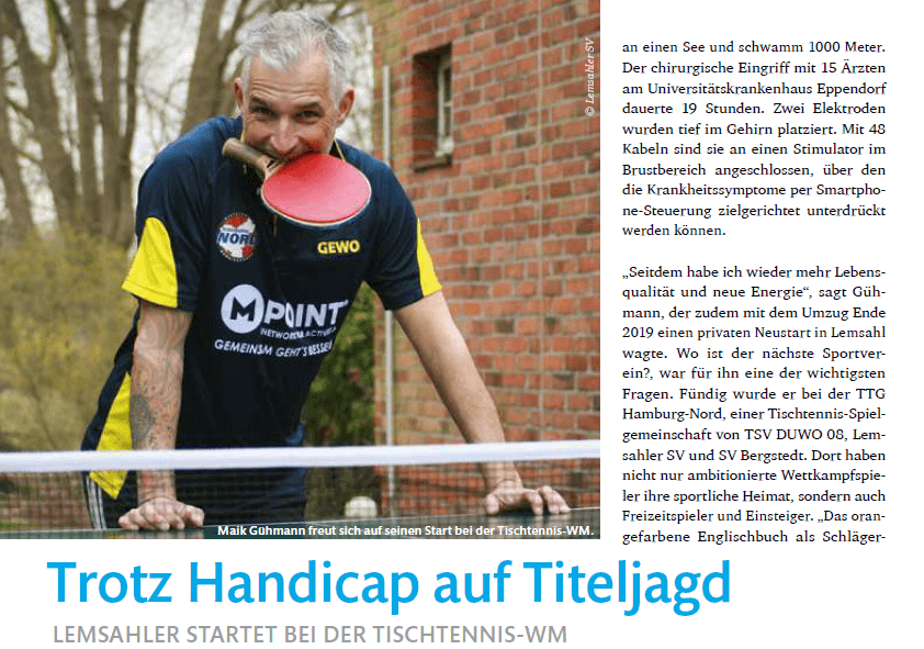 Maik Gühmann parkinson and table tennis