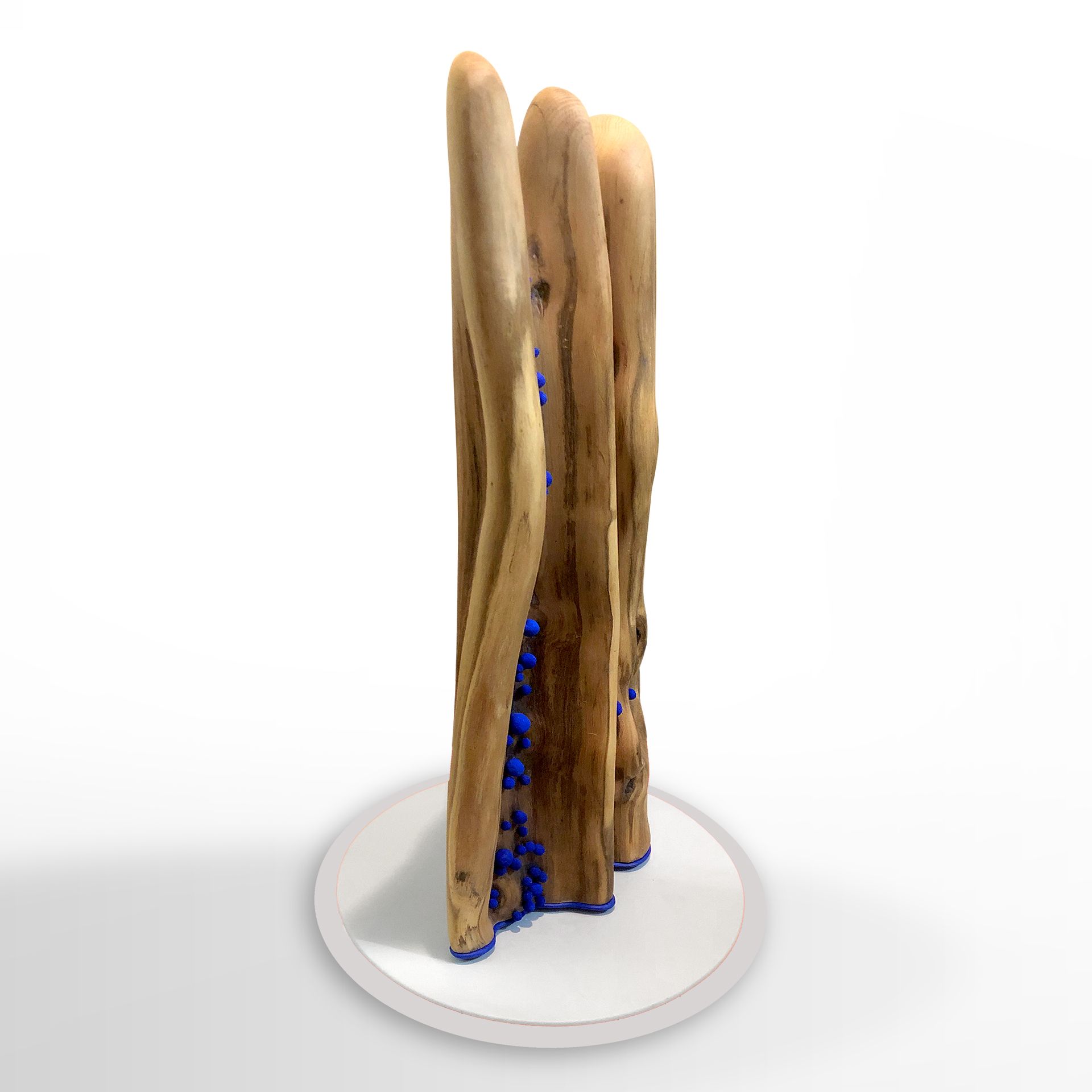 Skulptur aus Robinienholz mit Salzteig-Elementen