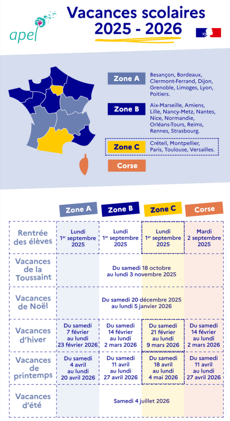 Calendrier scolaire 2025 2026 à télécharger Calendrier scolaire 2025-26