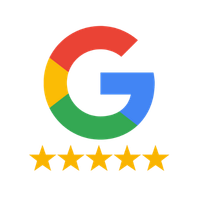 Google Logo-Icon, bunt mit 5 Sternen