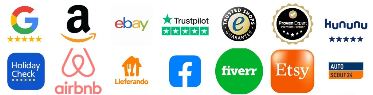 Alle von uns unterstützten Reputationsplattformen wie Google, amazon, ebay, Trustpilot, und so weiter