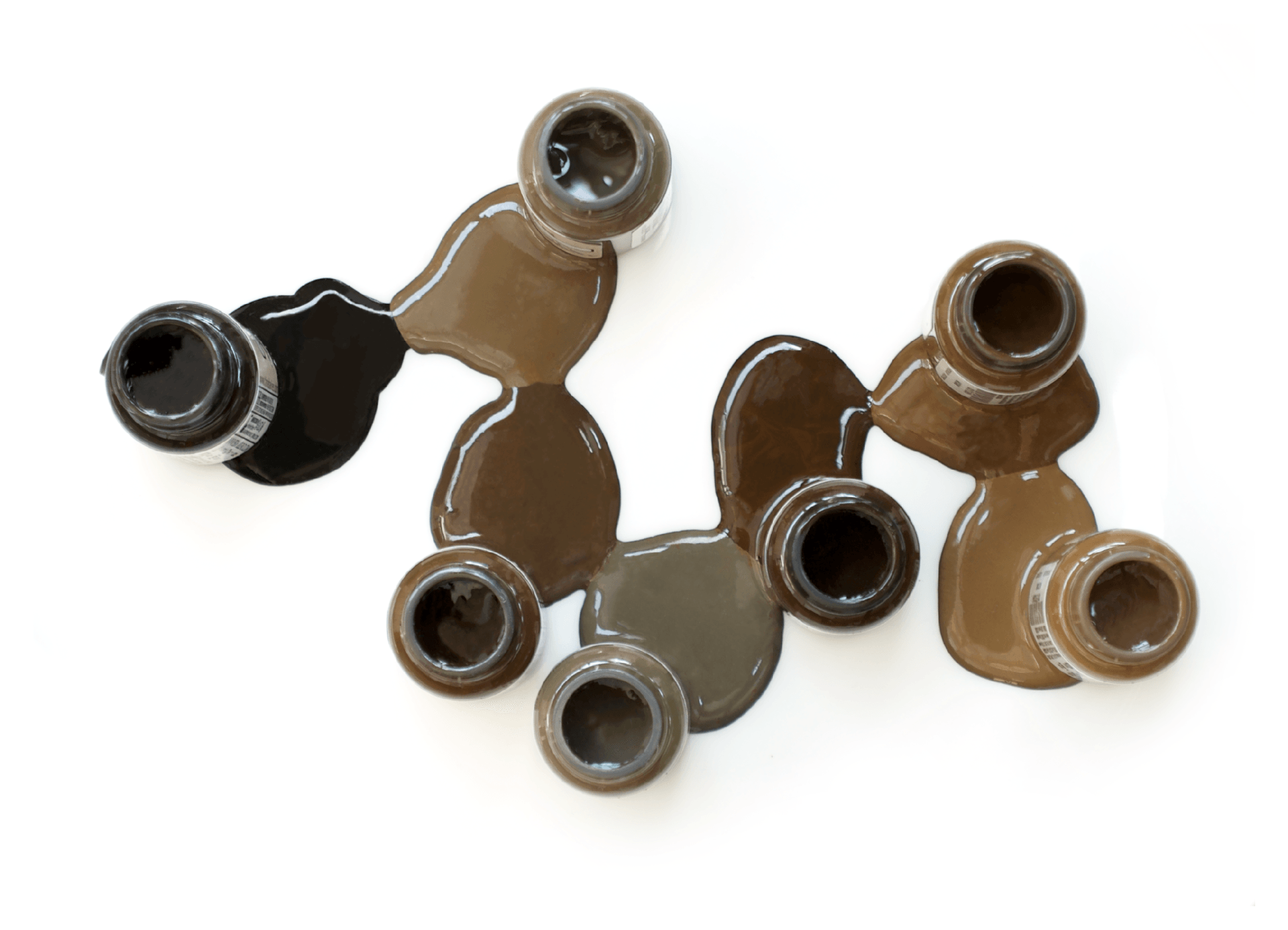 ink cups with brown pigments
