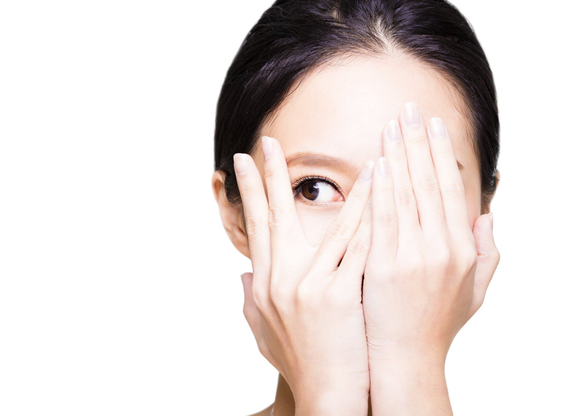 Woman covering her eyes
