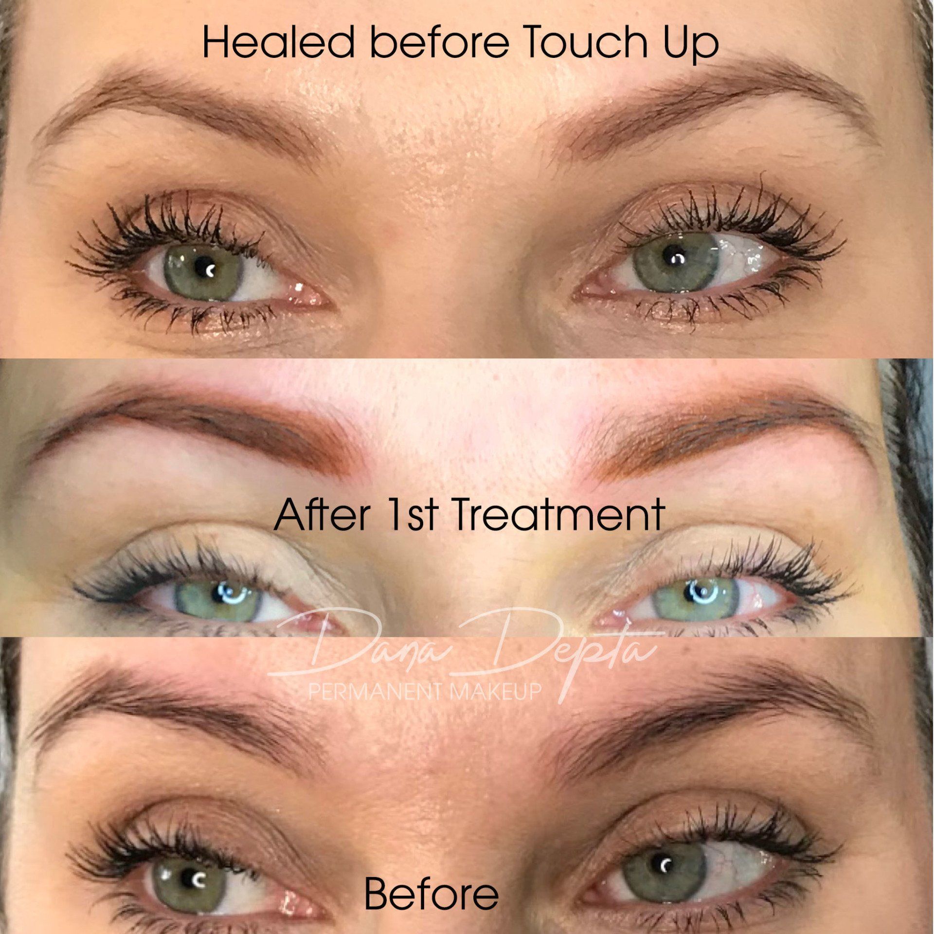 Powder brow healing process
