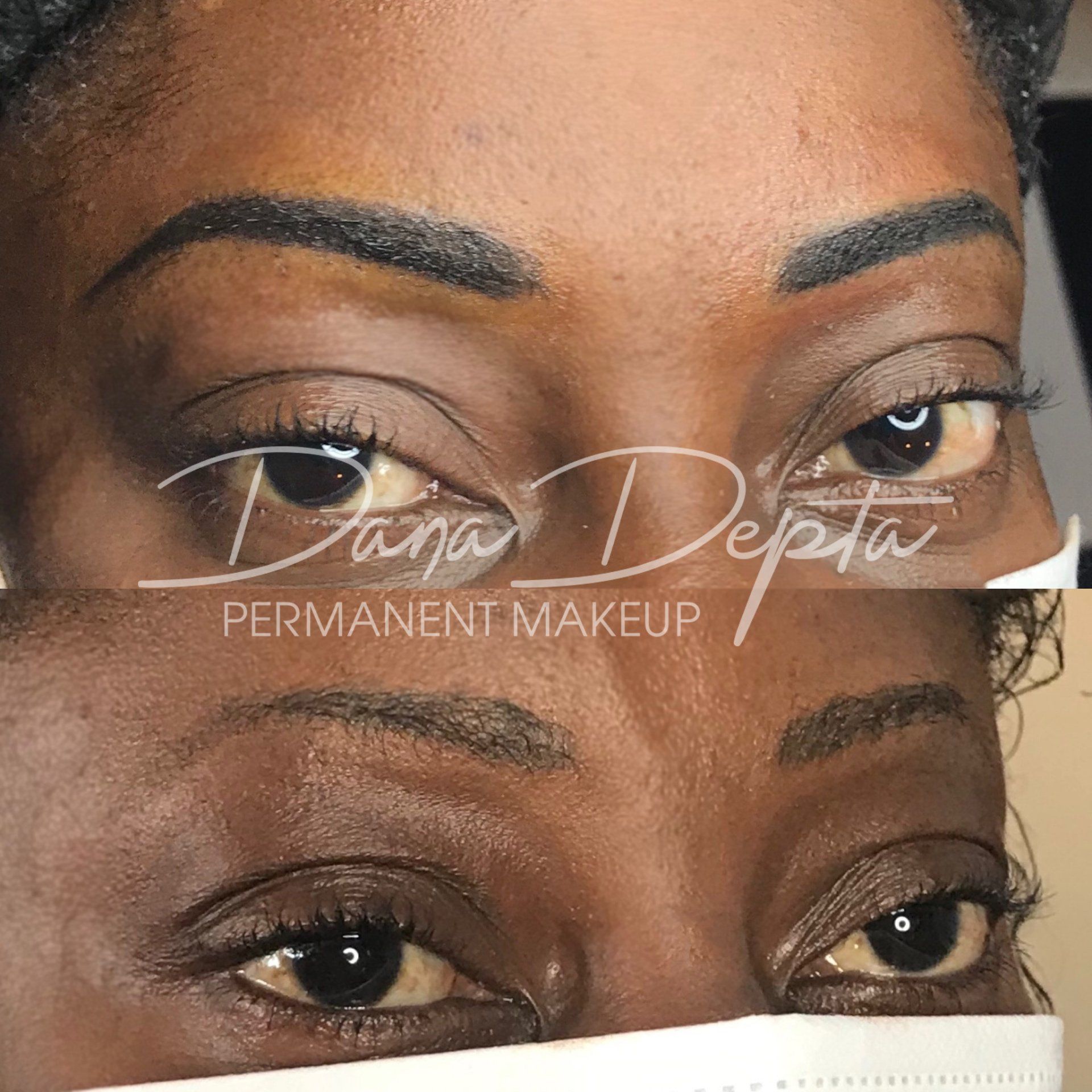 Eyebrow tattoo on dark skin