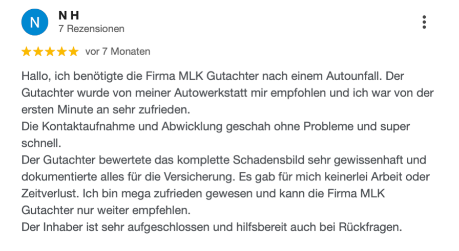 Empfehlung für KFZ Gutachter MLK in Bernkastel Kues und Morbach – Erstellung von Schadengutachten nach Verkehrsunfall