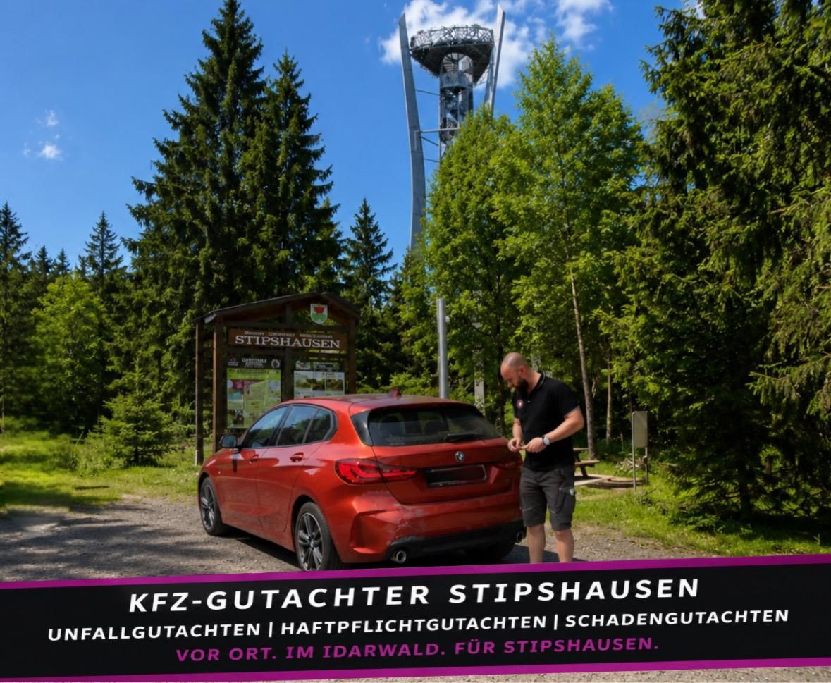 Mobiler KFZ-Gutachter in Stipshausen bei der Schadenaufnahme an einem BMW nach Verkehrsunfall im Idarwald