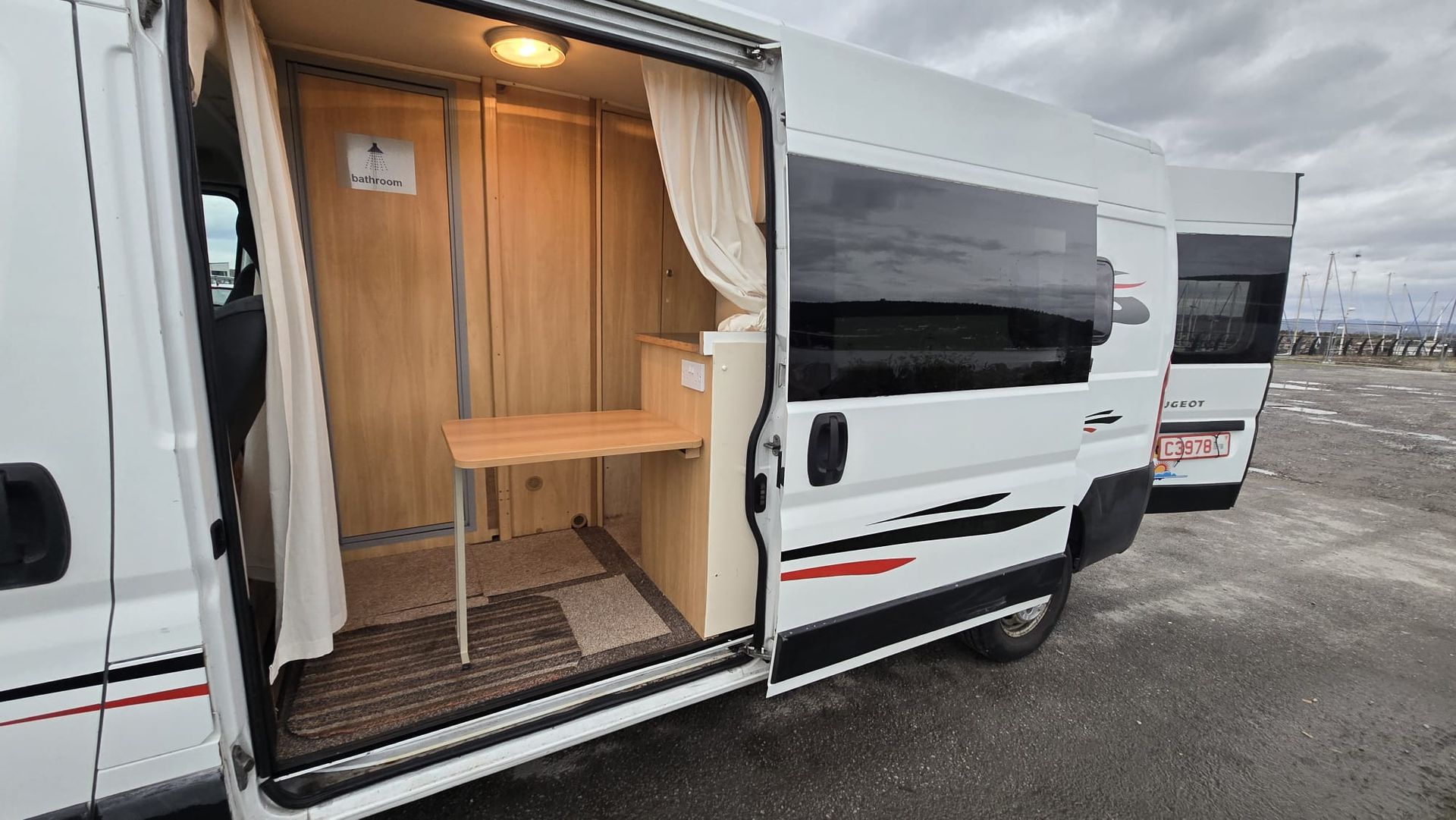 Dinette seats, which convert into a double bed