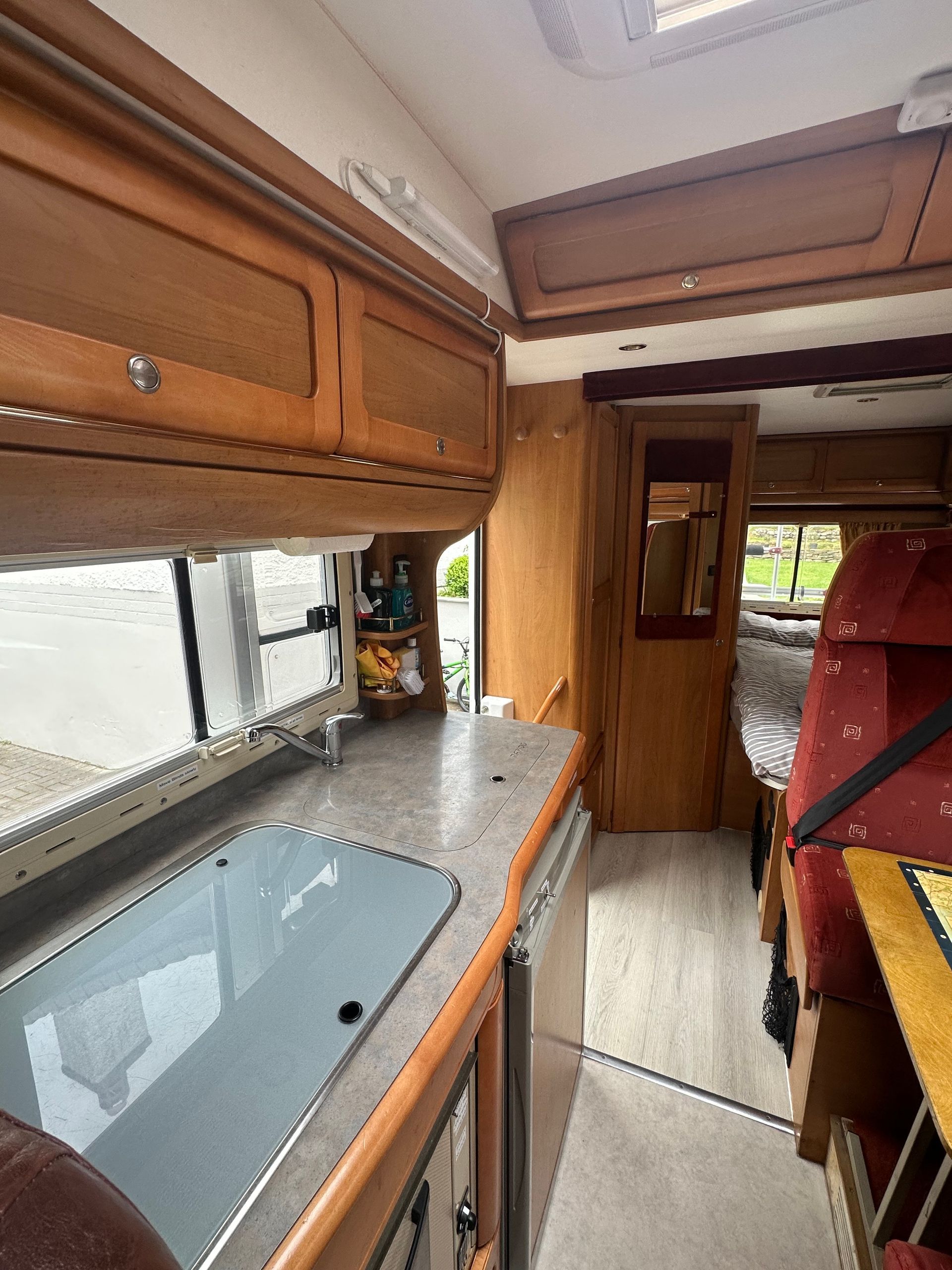 Dinette seats, which convert into a double bed