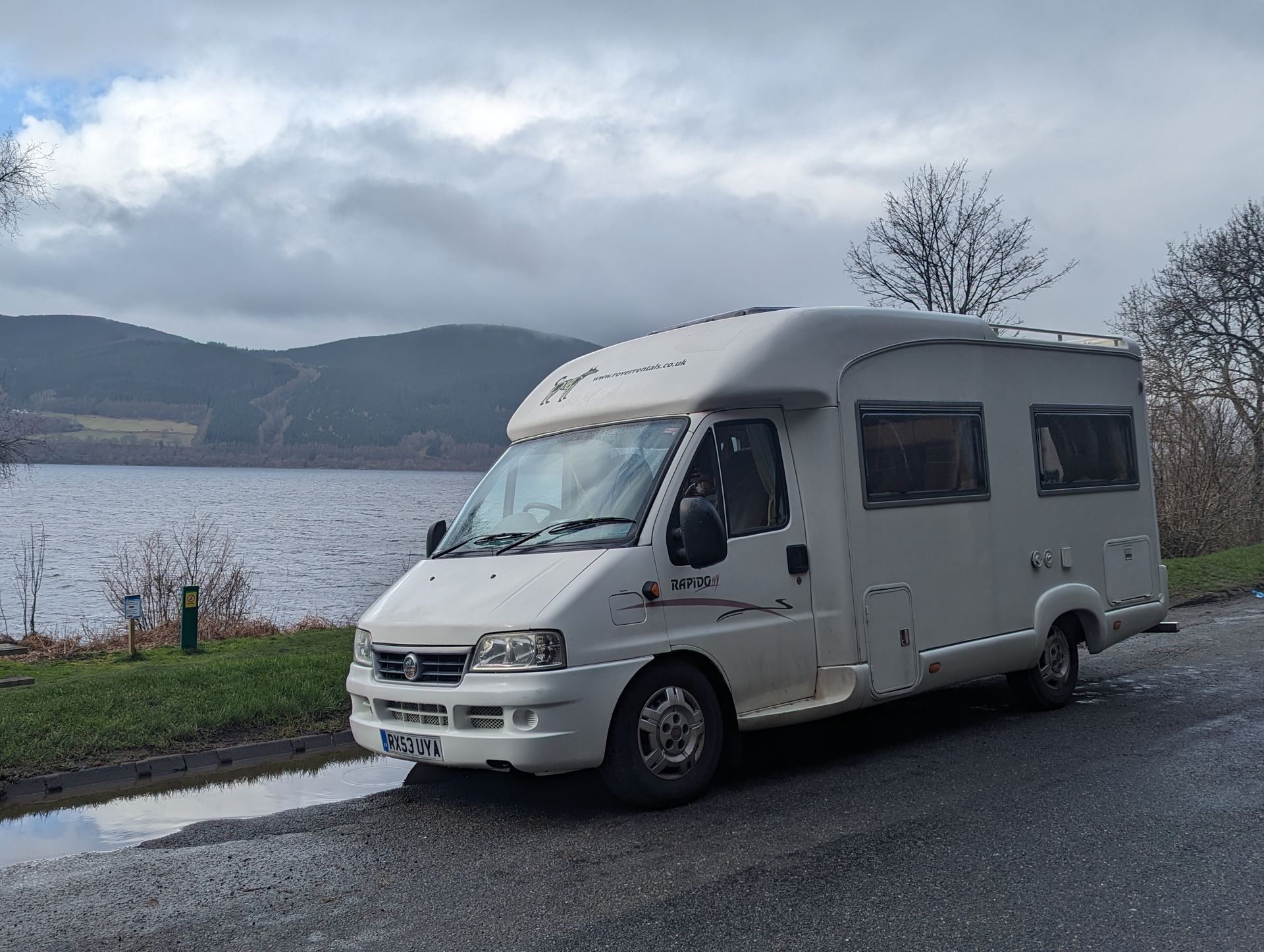 Rover parked by Loch Ness
