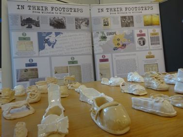 Ceramic shoes created by students