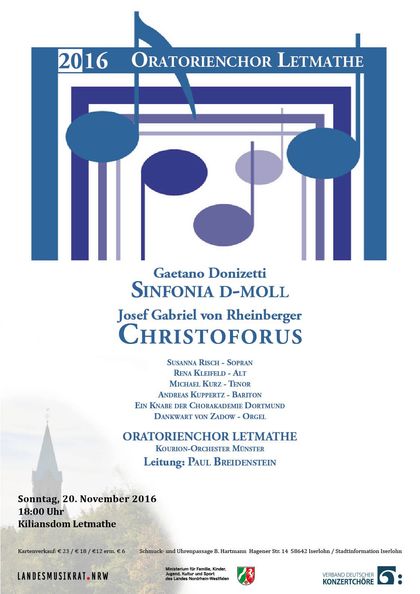Plakat zu Konzert in 2016: Christoforus von Rheinberger