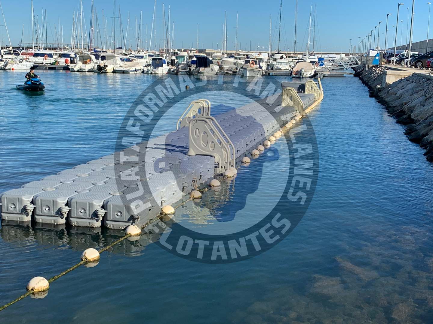 Muelle flotante de recreo para baño