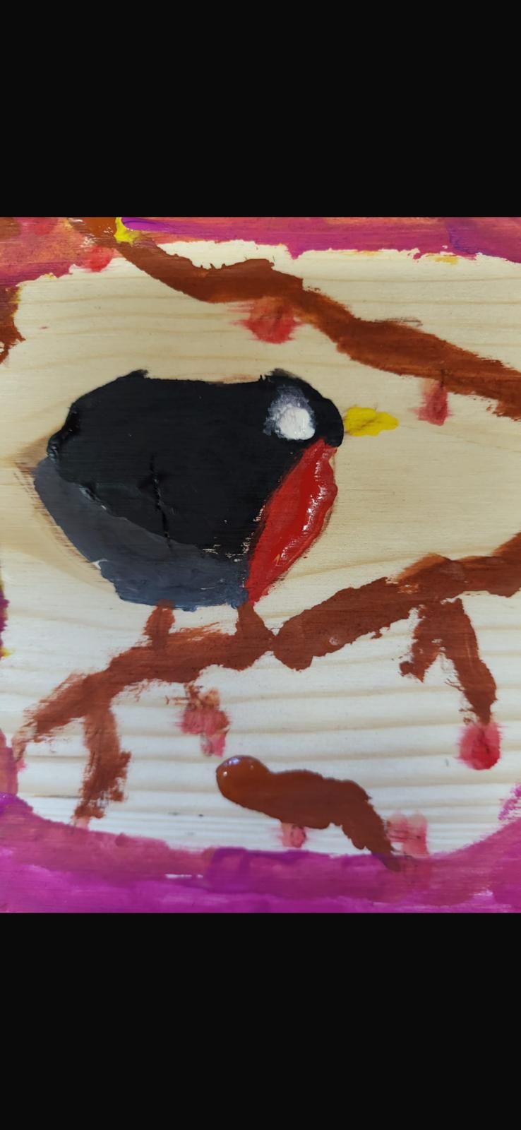 Kindergemälde Vogel auf Ast