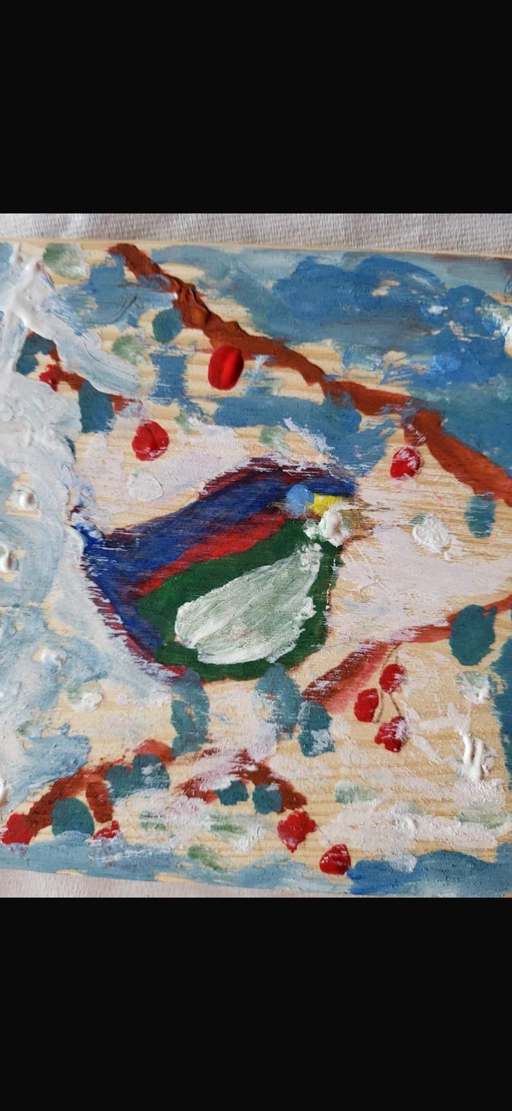 Kindergemälde Vogel auf Ast