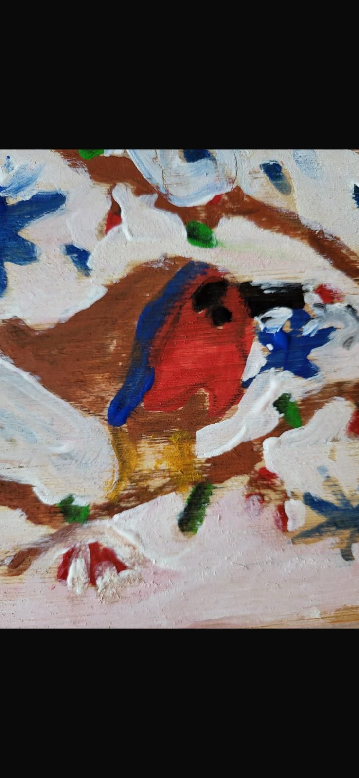 Kindergemälde Vogel auf Ast