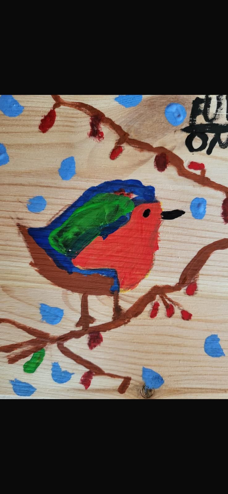 Kindergemälde Vogel auf Ast