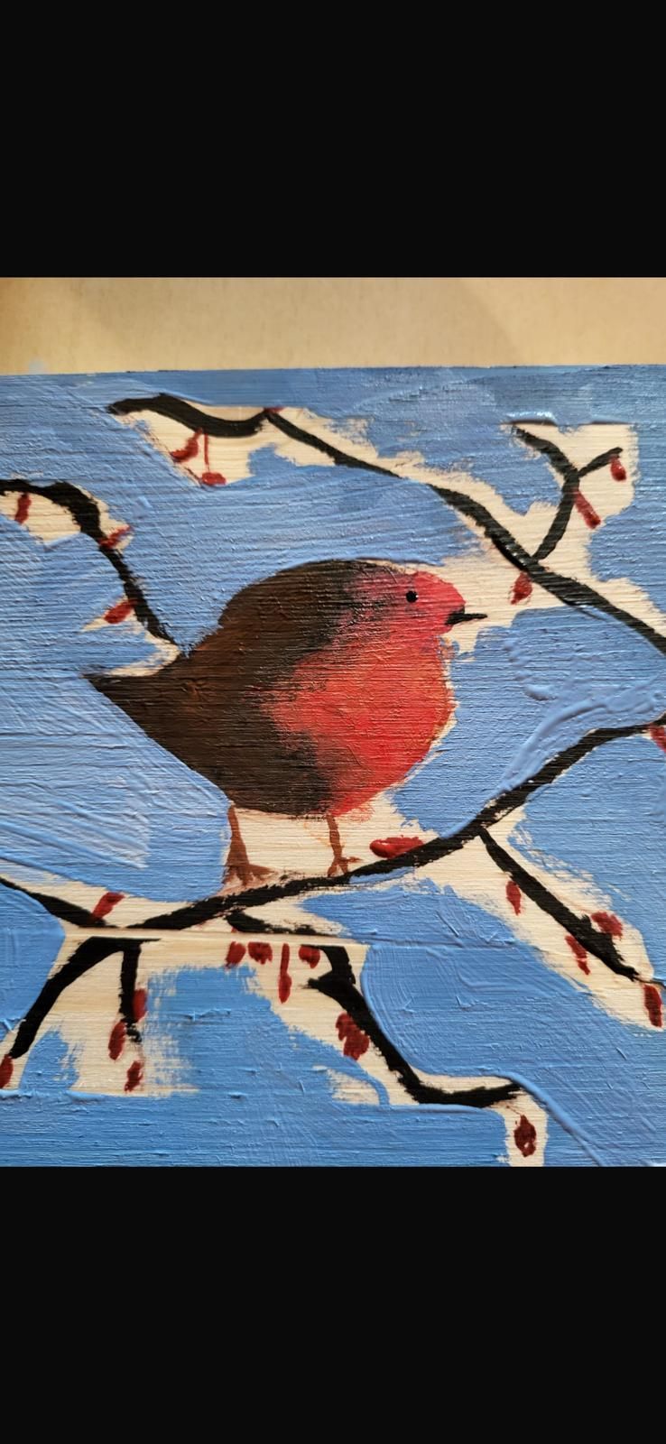 Kindergemälde Vogel auf Ast