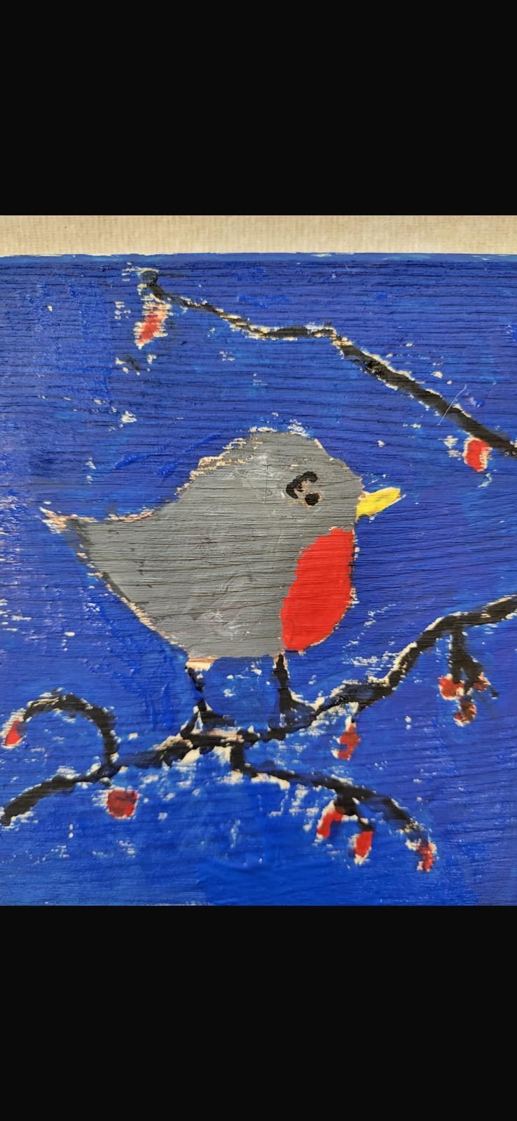 Kindergemälde Vogel auf Ast