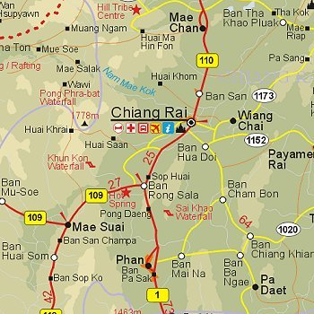 Straßenkarte Umgebung Chiang Rai City Straßenkarte Umgebung Chiang Rai City