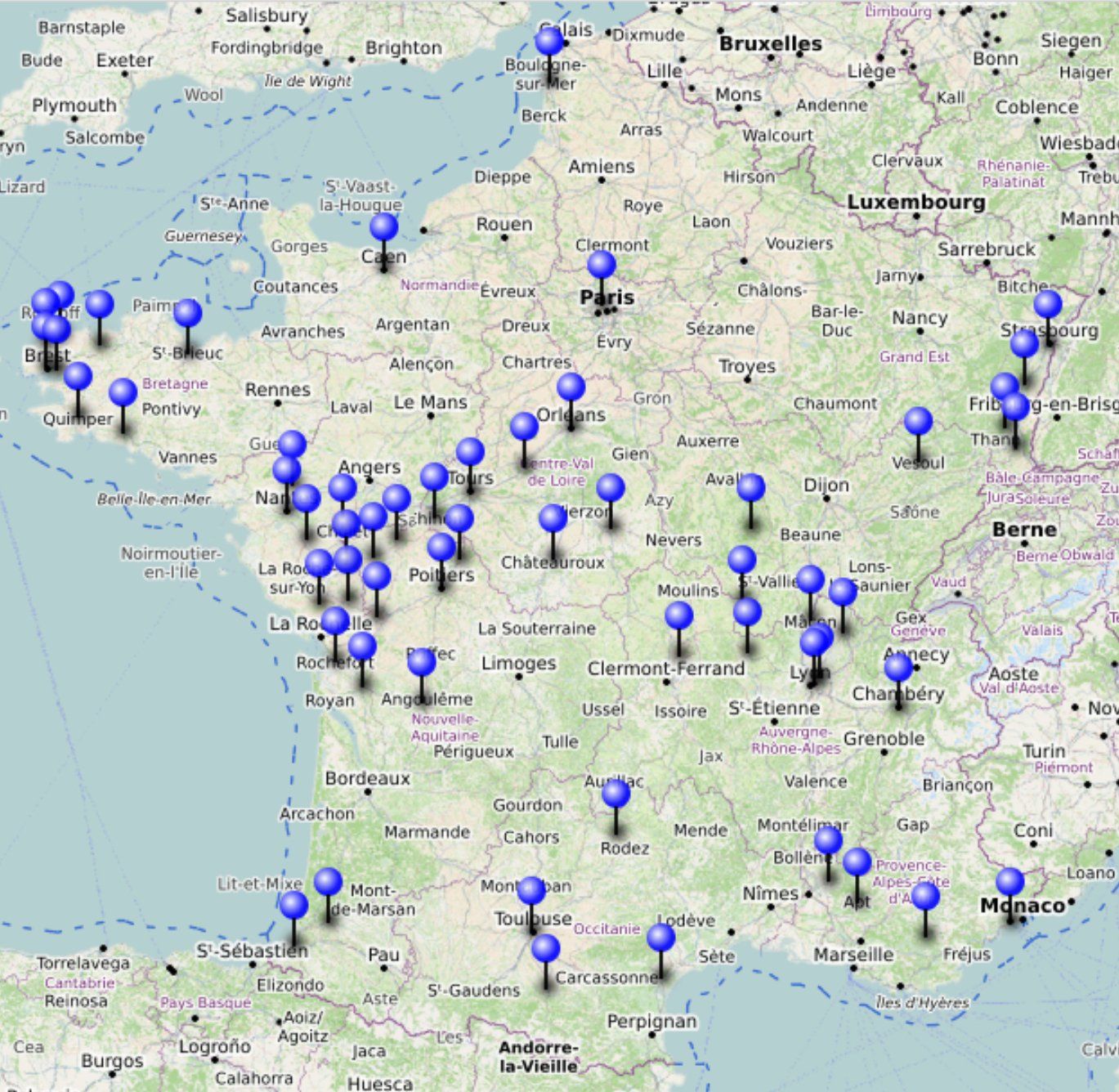 Carte interactive des associations de type 100 pour 1 en France Carte interactive des associations de type 100 pour 1 en France
