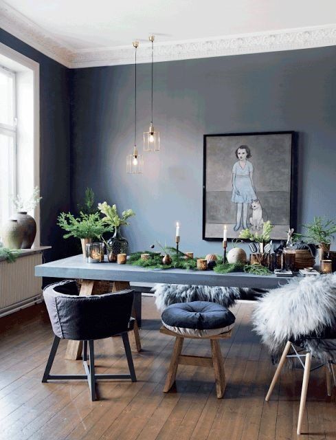 Decoración de salón con diferentes tonos de azul Decoracion de salón con diferentes tonos de azul