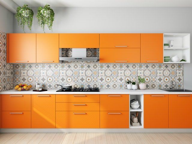 Diseño de cocina en color naranja Diseño de cocina en color naranja