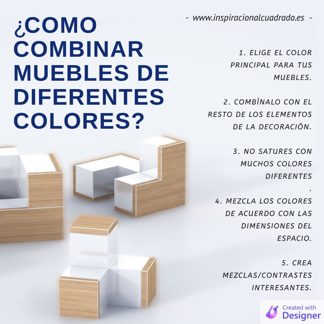 Infografía: Como combinar muebles de colores. Por Inspiración al Cuadrado Infografia Como combinar muebles de colores Inspiracion al Cuadrado