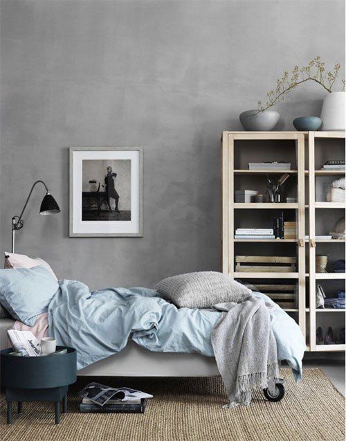 Dormitorio juvenil en gris y azul cielo
