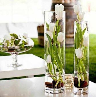 jarron cristal con flores naturales