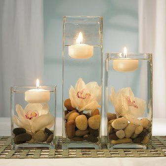 Decorar jarrones cristal Con velas flotantes