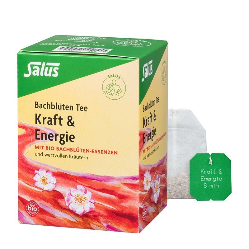 Bachblüten Tee Kraft & Energie, Bio Packung mit Teebeutel