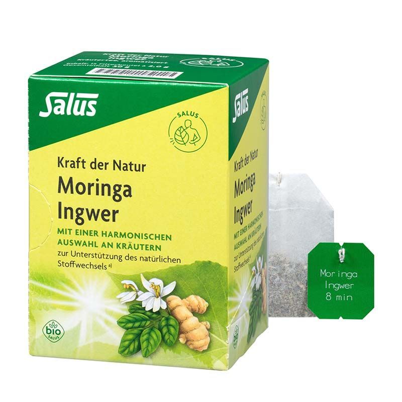 Moringa Ingwer Tee, Bio Packung mit Teebeutel