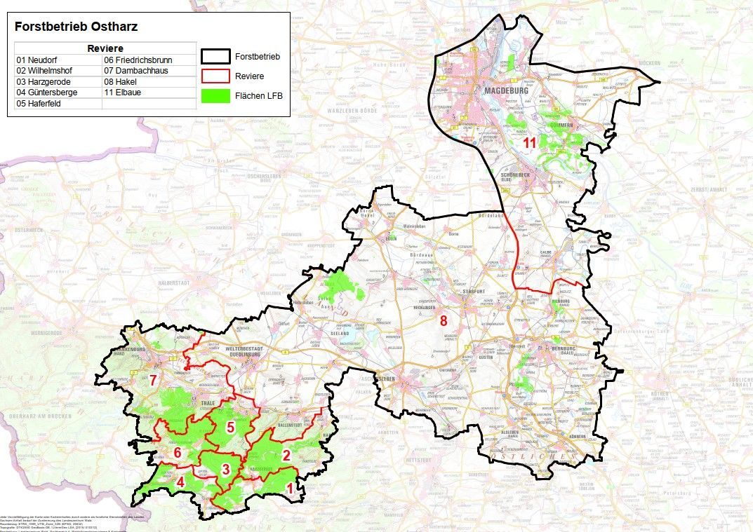 Übersichtskarte Forstbetrieb Ostharz